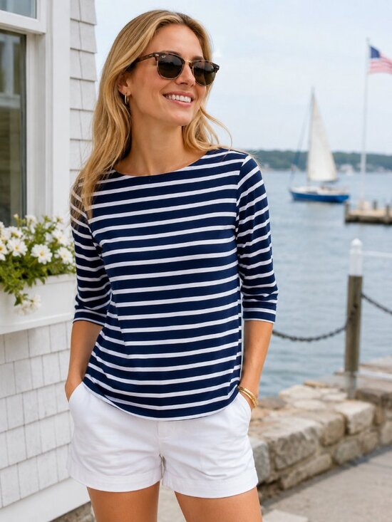Stitch Fix Tops - Striped Navy and White Top